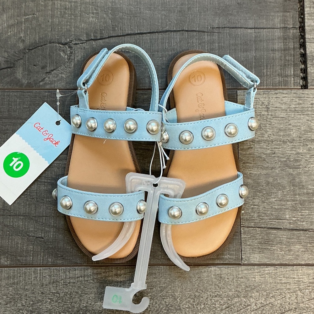 Cat & Jack Pearl-Studded Blue Kids Sandals